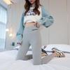 Gray Leggings Women's Thin Threaded Slim-fitting and Thin Versatile High-waisted Embroidered Plus-size Leggings