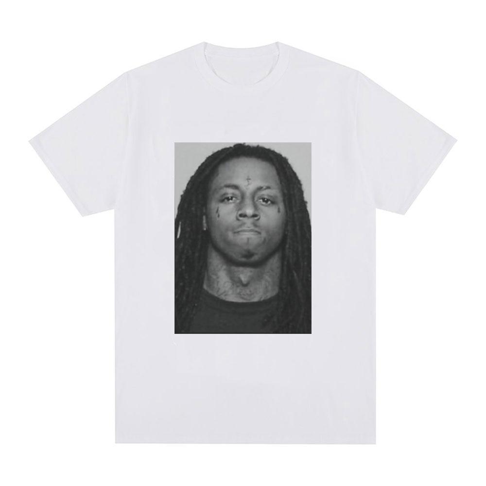 Rapper Lil Wayne Mugshot Graphic T-shirt 100% Cotton Comfort Loose T Shirt Men Hip Hop Vintage Short Sleeve Oversized T-shirts