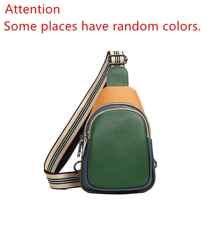Fashion Color Stitching Cowhide Women Chest Bag Backpack Luxury Genuine Leather Multi-pocket Female Shoulder Crossbody Back Pack