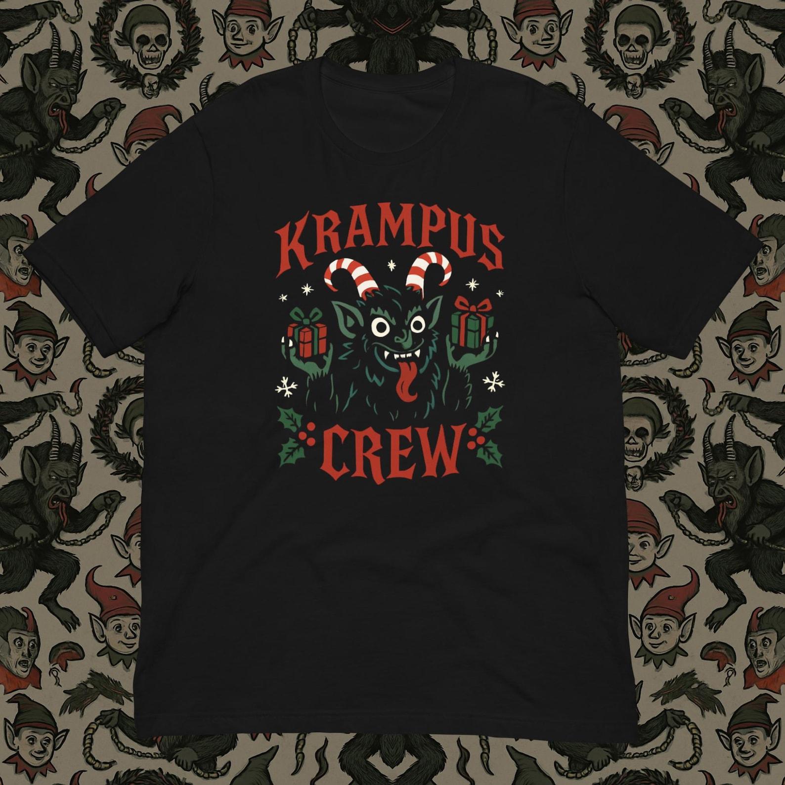 Krampus Crew Gothic Christmas Shirt • Spooky Holiday T-Shirt • Matching Family Outfits • Horror Xmas Tee for Adults XL