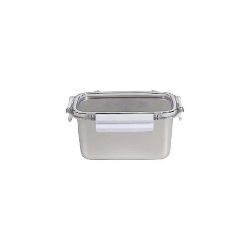 Stainless Steel Rectangular Container for Leftover Stackable Food Storage Bowl with Lid Multipurpose Lunch Holder