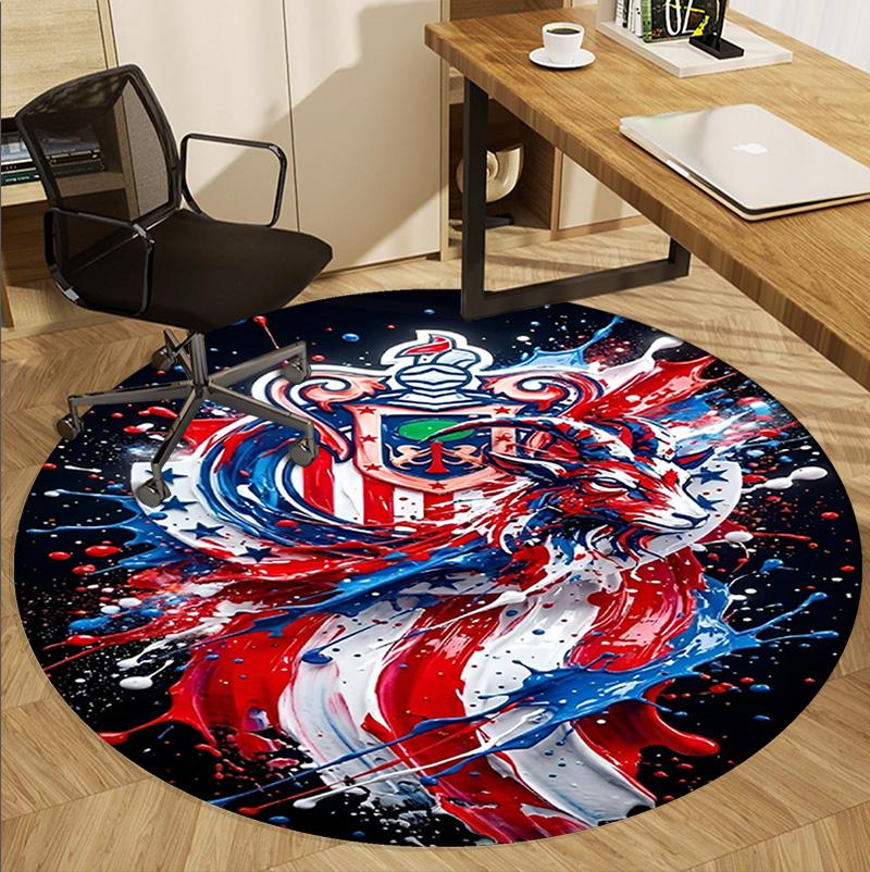 Club Deportivo Guadalajara Muster Runder Teppich, Innen-/Außenmatte, für Picknick, Spielzimmer, Schlafzimmer, Büro, Wohnzimmer, Heimdeko Teppich, Geburtstagsgeschenk