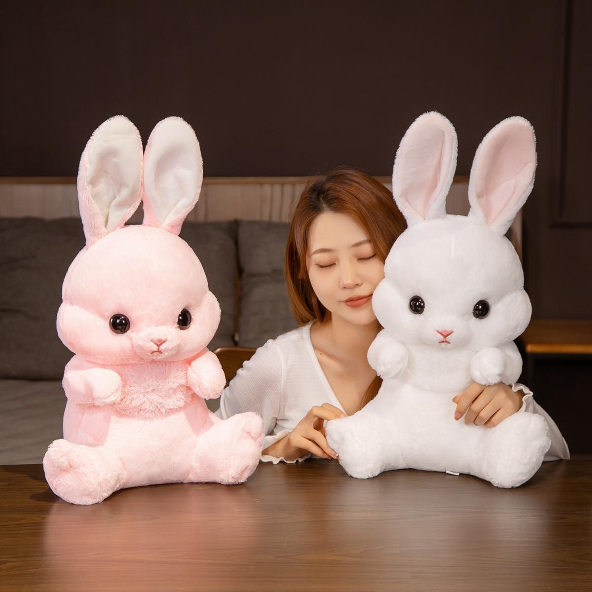 

45/55CM Lovely Sitting Rabbit Plush Toys Kawaii Long Ear Bunny Plush Pillow Stuffed Soft Dolls Children Birthday Brinquedos Gift 45cm білий