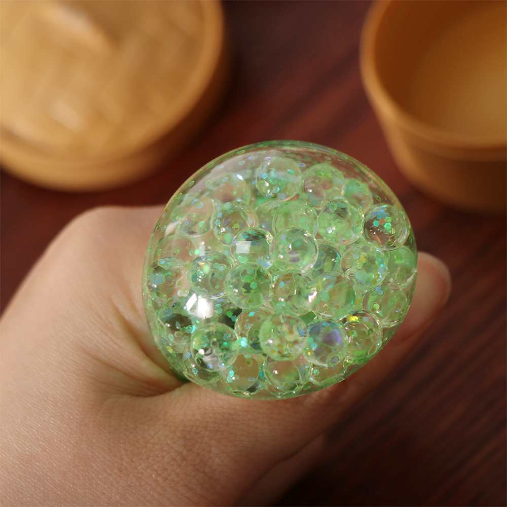 Mini Glitter Squishy Dumpling with Steamer Sensory Fidget Ball Dumpling Squishy Toys Kids Adults