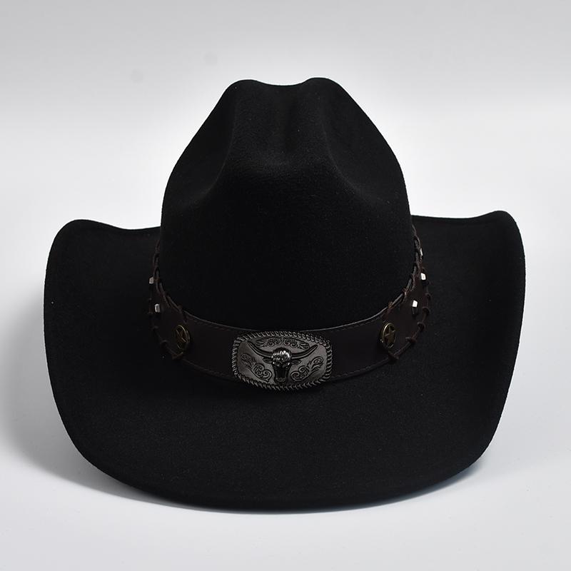 Western Cowboy Hat for Men Women Vintage Wide Brim Cowgirl Felt Hat Cloche Church Sombrero Hombre Caps