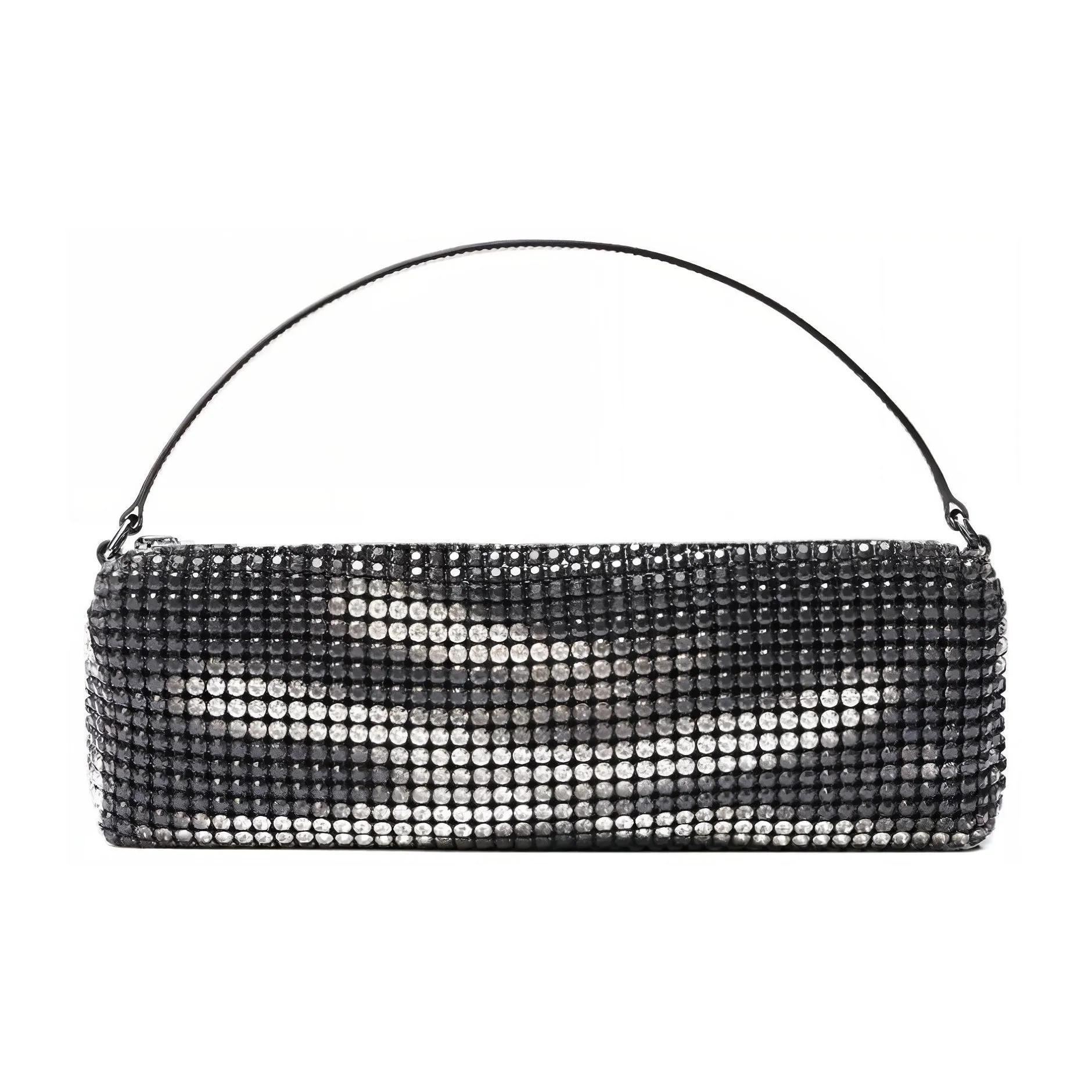 

Alexander Wang Embossed Logo Zipper Clutch Crystal Glass and Leather Mix Shoulder Bag Women s Style in Gray Basic Set (Pouch + Original Box) сірий колір