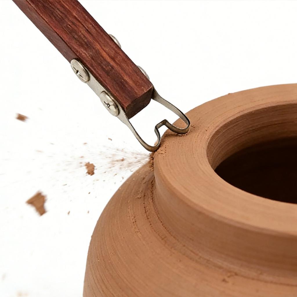 Künstlerische Keramikbasis-Finisher Holz & Metall Handgefertigtes Keramik-Verzierwerkzeug zum Perfektionieren von Tonkreationen & Skulpturen