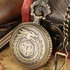 Vintage Punk Drachen Würfel Muster Quarz Taschenuhr Retro Bronze Anhänger Kette Halskette Uhr Zifferblatt mit Arabischen Ziffern Zeitanzeiger
