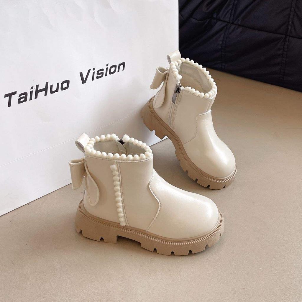 Girls Boots 2025 New Autumn and Winter Children's Princess Martin Boots Foreign Style Large Children's Leather Boots Girls Velvet Short Boots