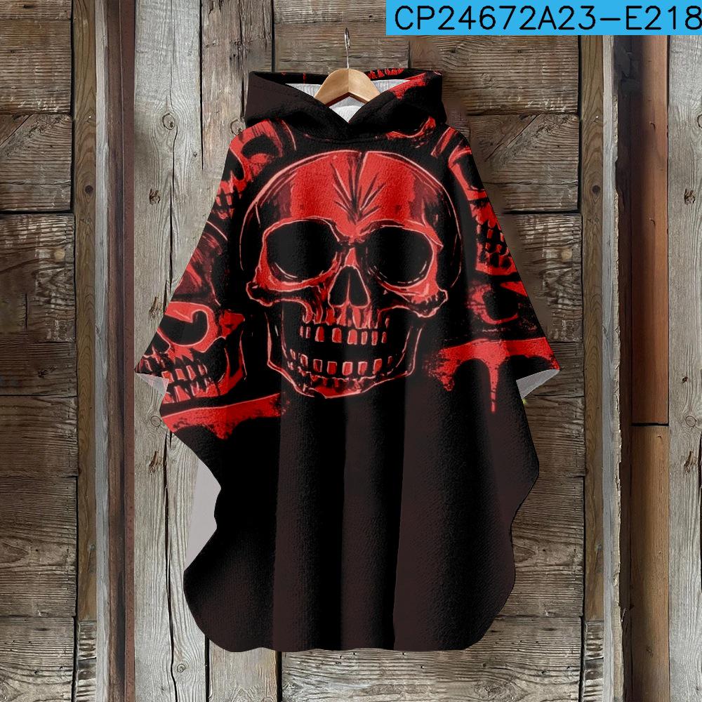 Digital Print Women's Hooded Cloak for Halloween and Christmas