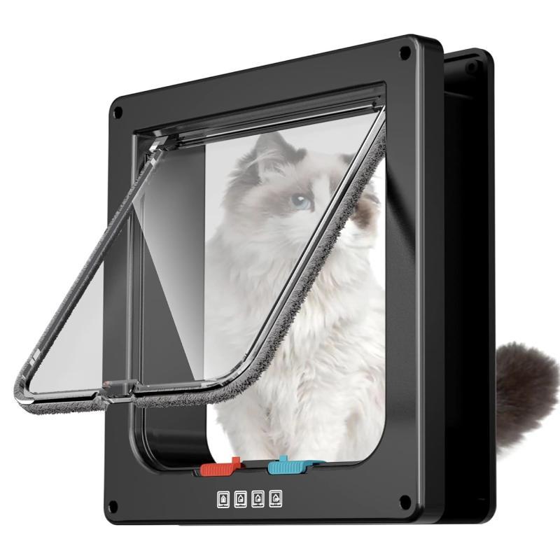 Gattaiola Impermeabile 4 Vie di Chiusura Sportellino Trasparente Design Insonorizzato per Interno Esterno Casa Ufficio Uso Animali Domestici