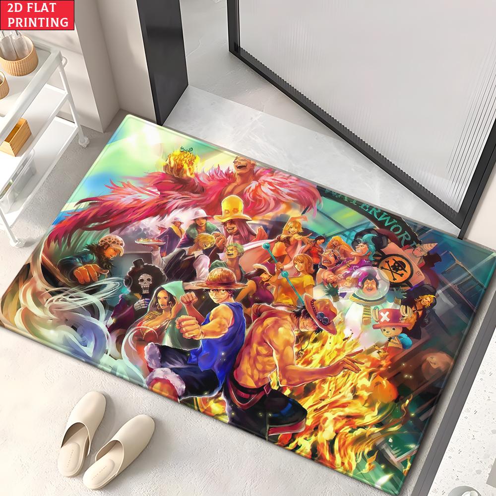 Anime Straw Hat Crew Doormat, Cartoon Pirate Non-slip Floor Mat, Decorative Entrance Rug for Home Living Room Bedroom Game Room