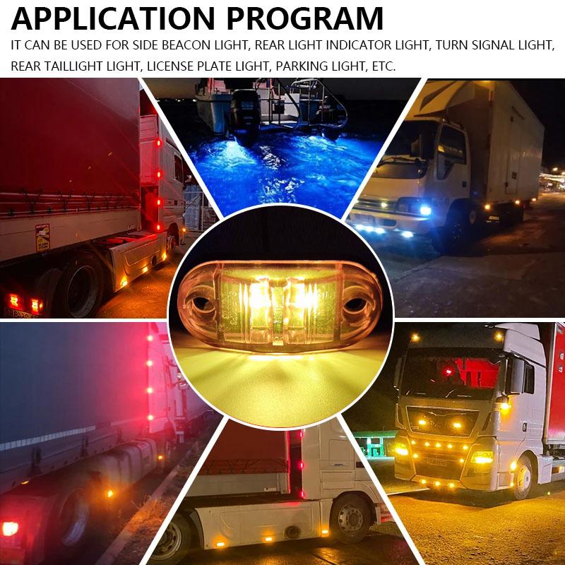 10PCS 12-24V LED Side Marker Car Lights Front Rear Clearance Indicator Lamp for Truck Trailer BUS Van Caravan Warning Lights