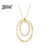 Exaggerated Circle Pendant Necklace Lady Double-layered Hoop Penant Sweater Chain