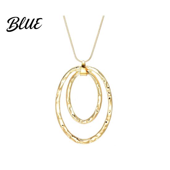 Exaggerated Circle Pendant Necklace Lady Double-layered Hoop Penant Sweater Chain