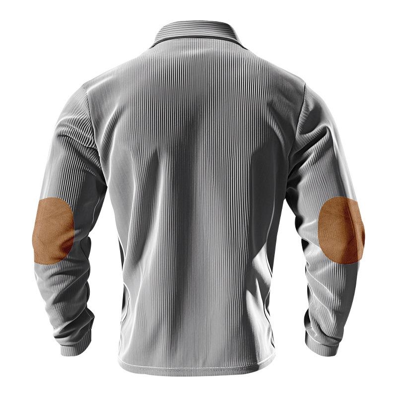 Herren-Freizeit-Sweatshirt aus Kordstoff für Frühling/Herbst mit lockerem Kragen, langen Ärmeln und Vintage-Poloshirt