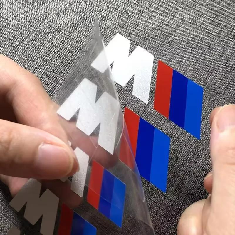6Pcs Anti‑Fade High‑Temp Brake Caliper Stickers For BMW M Three‑Bar Emblem Modified Tuning Decals Car Window Glass Accessories zjpc51
