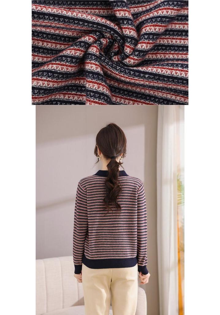 Mom's Winter Wear Lapel Knit Loose Sweater: 2026 New Style Autumn & Winter Base Layer for Middle-Aged and Elderly