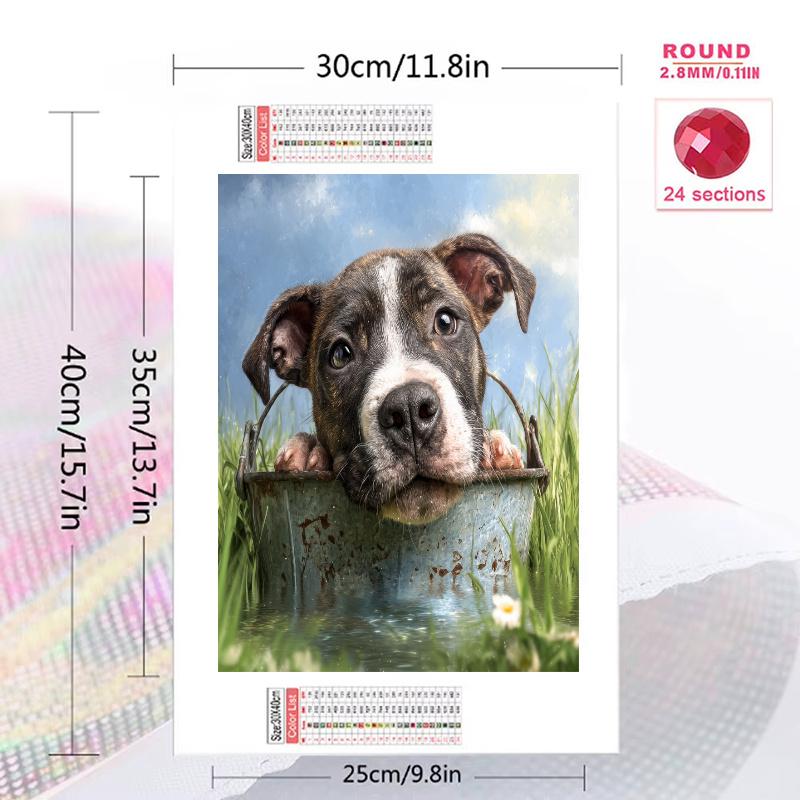 Pitbull and grassland Pattern 3pcs 100% Round Full Drill 5D DIY Diamond Painting Embroidery Cross Stitch Rhinestone Décor