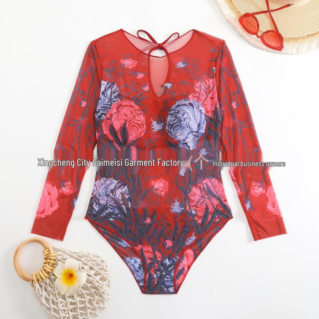 Russian Women's Mesh Swimsuit with Sun Protection