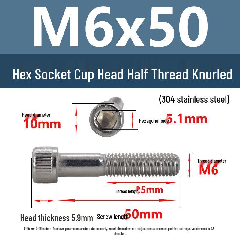 304 Stainless Steel Hex Socket Screws M4-M20, Cylindrical Head, Partial Thread Bolts