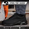 Luftkissen Arbeits-Sicherheitsschuhe Herren Damen Atmungsaktive Arbeits-Sneaker Stahlkappen-Schuhe Durchstichsichere Unzerstörbare Arbeitsstiefel Schwarz