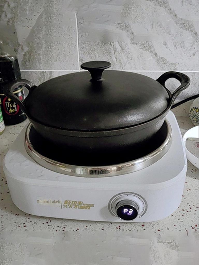 Cast Iron Multi-Function Stew & Frying Pot, Non-Stick, Double Ear Design