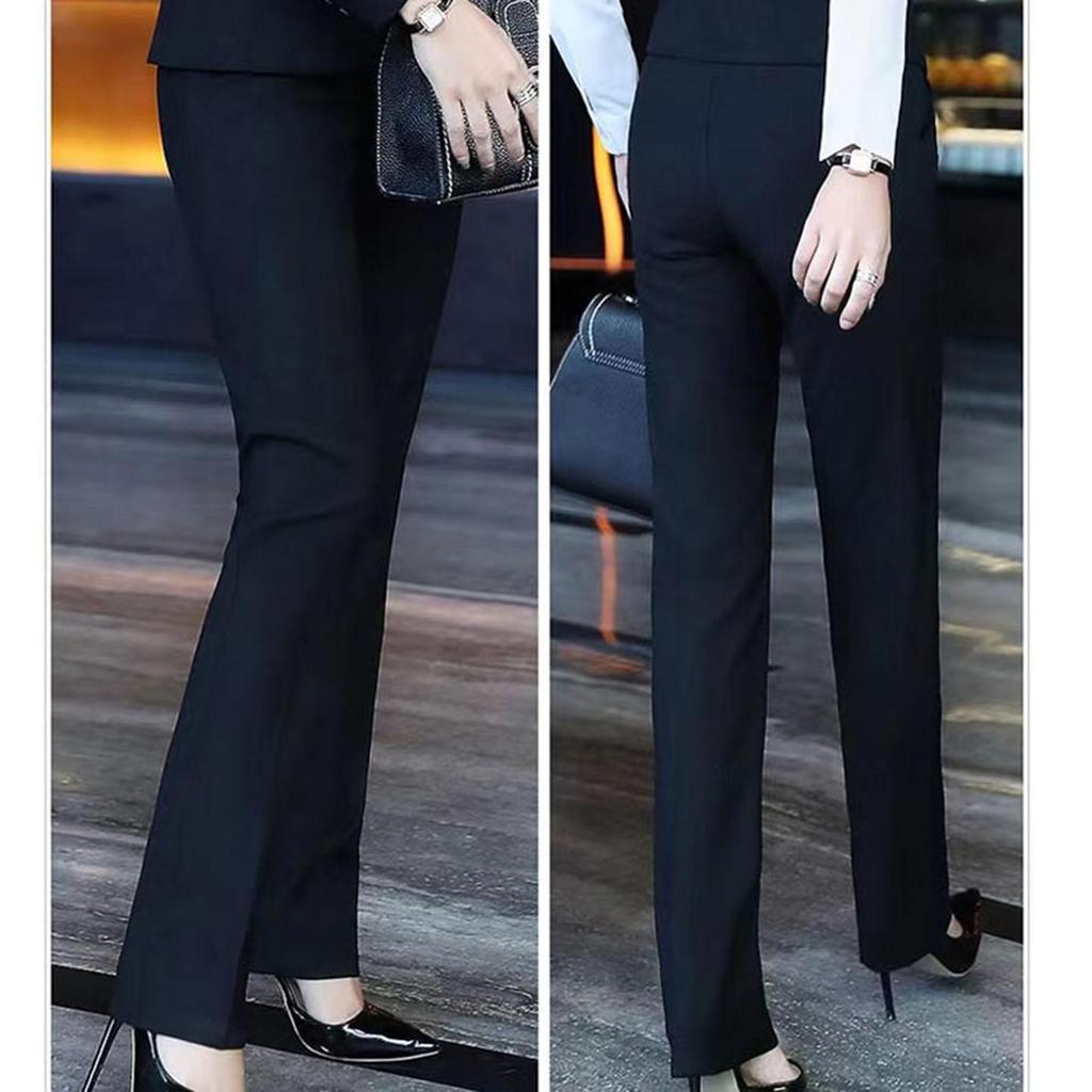 Women's Professional Navy & Black Elastic Suit Trousers