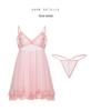 Rose Desire Lace Deep V Plus Size Dress Set with Bow and Removable Bra Pads (P5768)