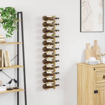 Wall Mounted Wine Rack for 12 Bottles Golden Iron