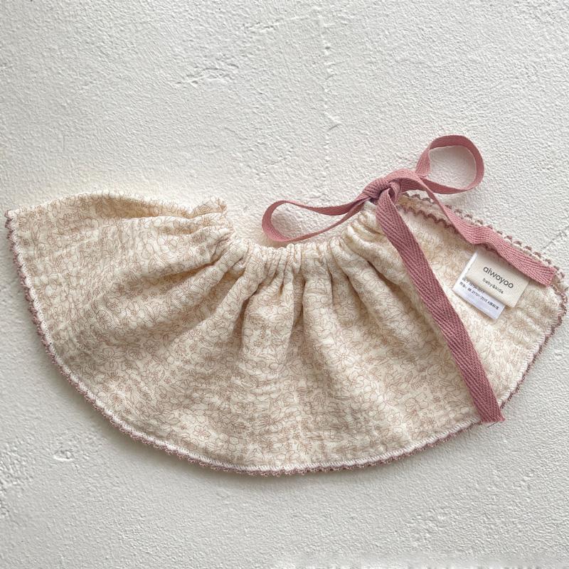 4Layers Cotton Gauze Baby Bibs Toddlers Newborns Printing Ruffle Feeding Burp Cloths Apron Baby Saliva Towel Drool Bib