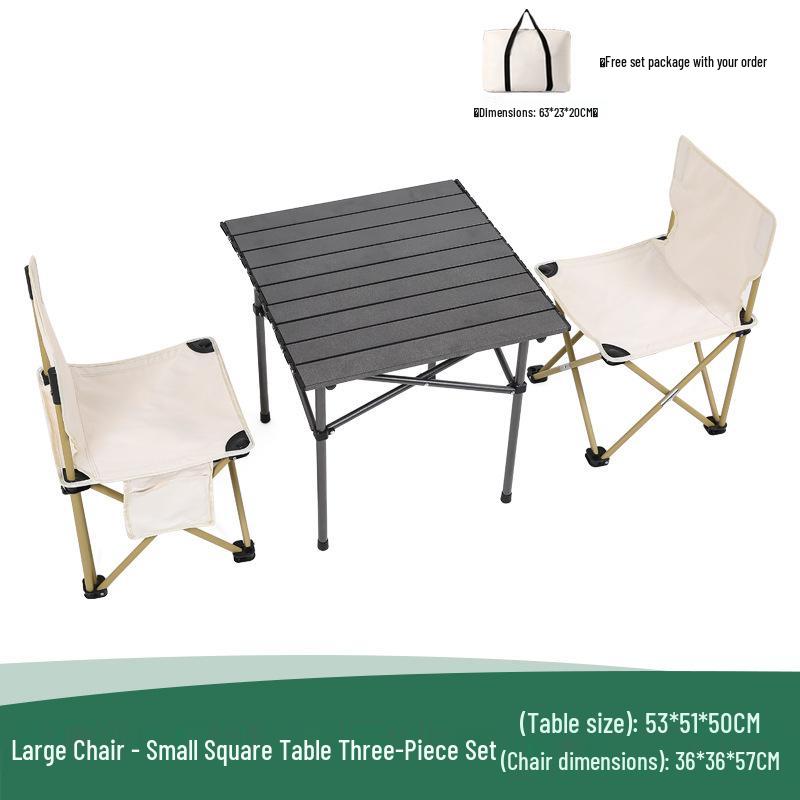 Aluminum-Magnesium Folding Table & Chair Set: 5-Piece Portable Picnic & Camping Gear for Vehicle or Self-Driving Tours