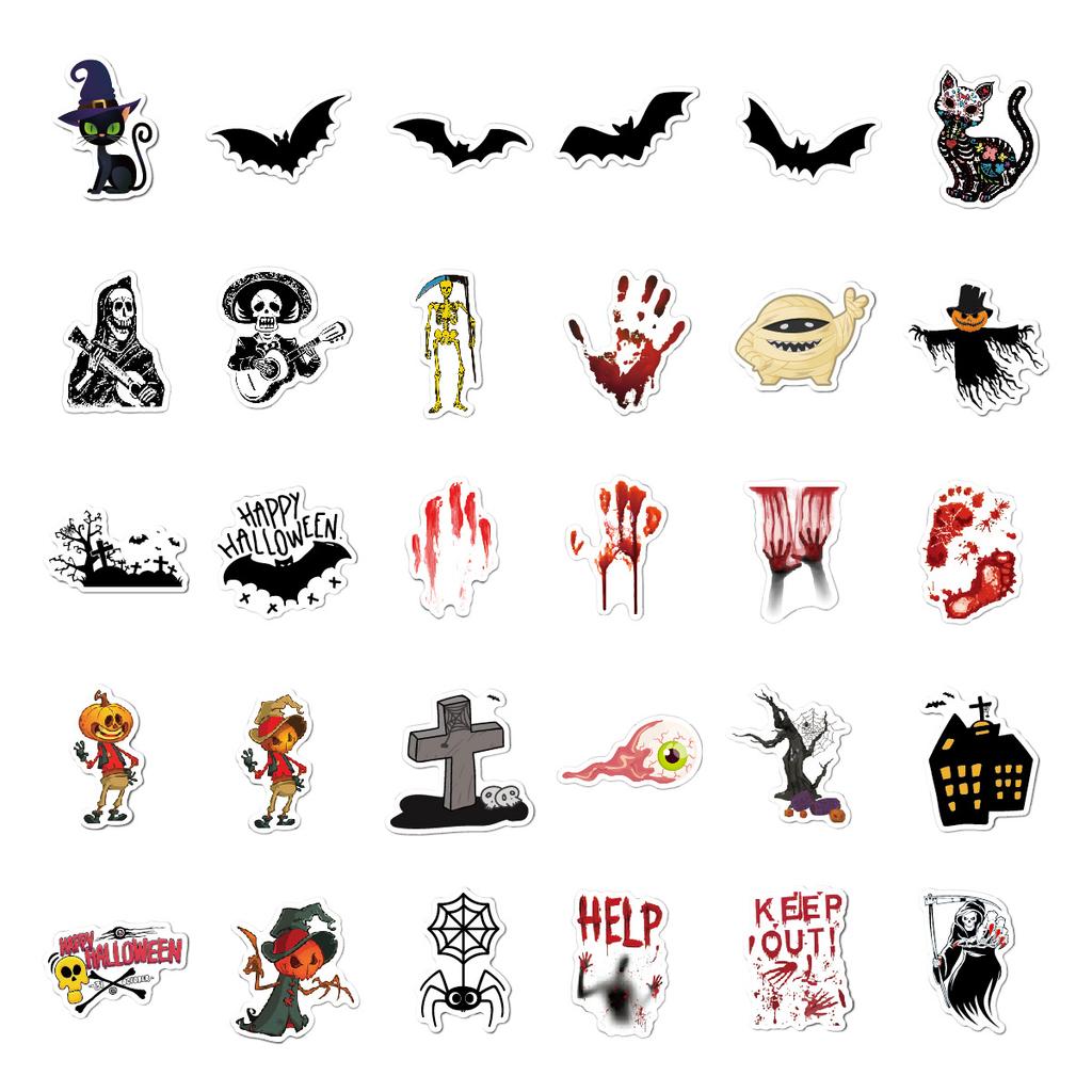 60P Pumpkin Sticker Pack Spoof Themes Waterproof Vinyl Halloween Sticker Set for Skateboard Laptops Decals Set