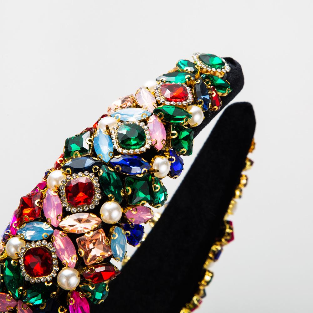 Baroque Rhinestone Pearl Headband: Korean-Style, Wide-Edge Hair Accessory