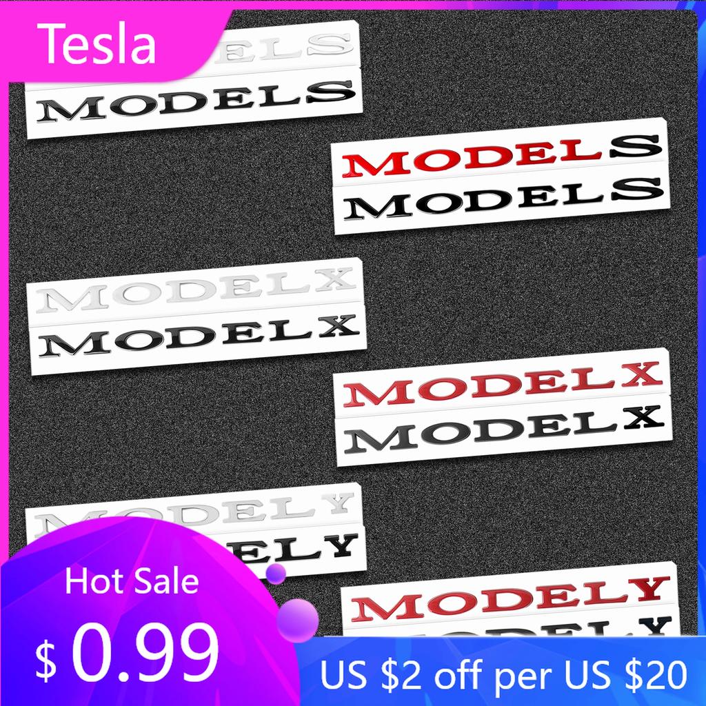 Autoaufkleber 2025 Neu Tesla 1 Stück ABS 3D Buchstaben Model Y Logo Chrom Schwarz Aufkleber Auto Heckklappen Abzeichen Emblem Für Tesla Model S M