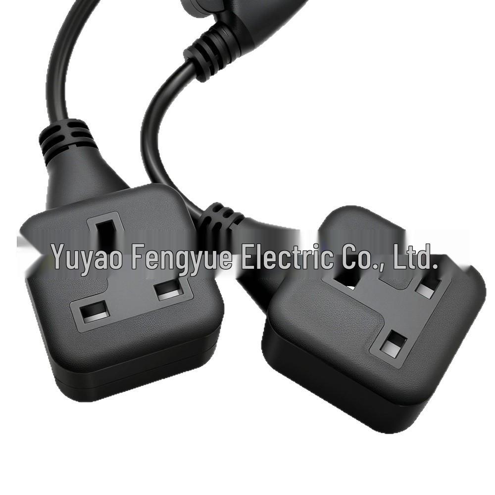 35CM 13A UK 1-to-2 Adapter Power Cord, British Standard Three-Hole, 1.5 Sq Mm Female Plug Extension.