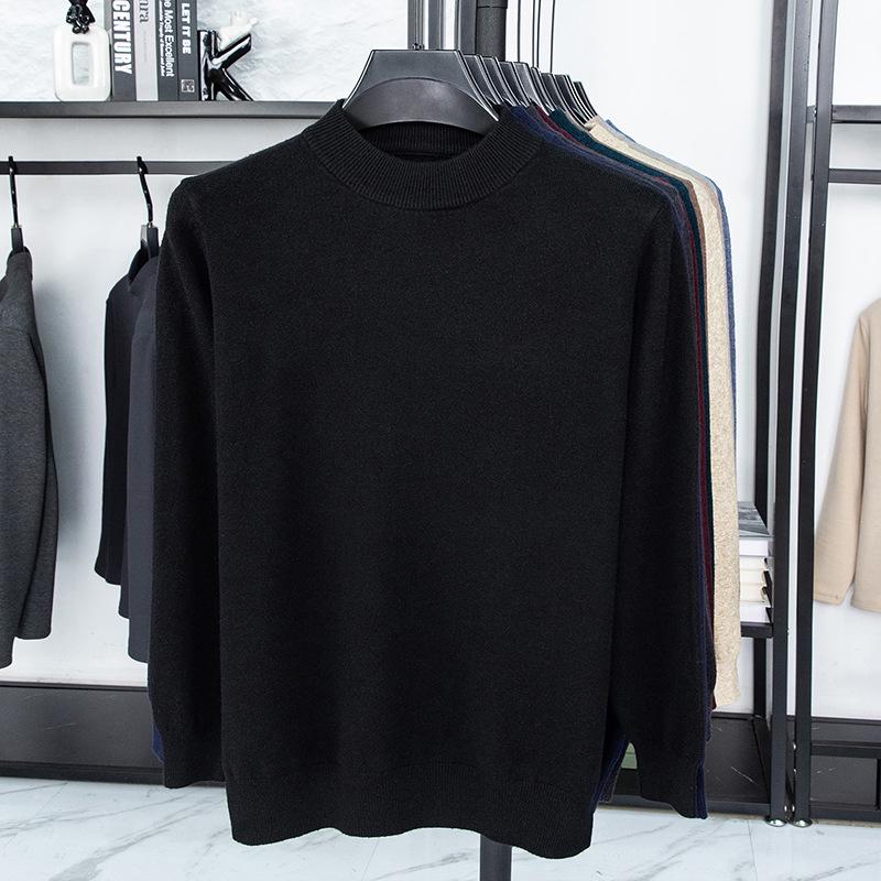Men’s Autumn/Winter Half-High Collar Knitwear - Warm Inner Layer for Middle-Aged and Elderly