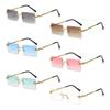 Trendy Rimless Snake-Shaped Metal Sunglasses Square Frame Frameless Street Shades Gradient Lens Sun Glasses For Women & Men