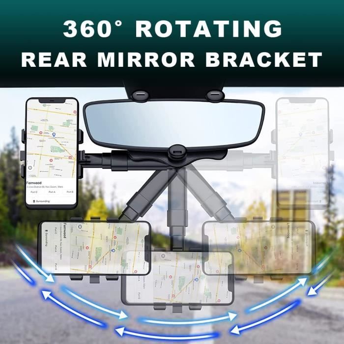 AJW-Support Téléphone Voiture Support Rétroviseur Telephone Voiture Support de Téléphone pour Voiture Rétroviseur Voiture Univ[564]