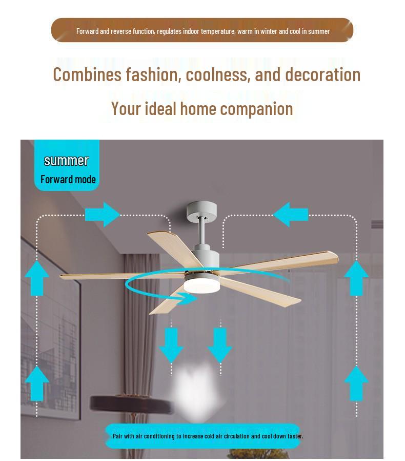 Nordic 54-Inch Ceiling Fan with Light and Chandelier for Living/Dining Room