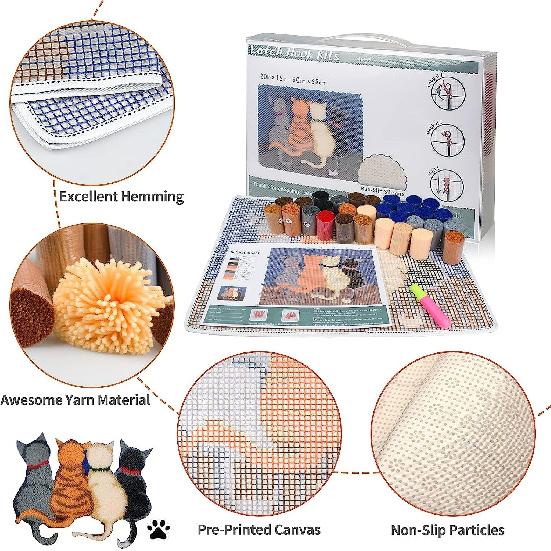 German Shepherd Beginner Latch Hook Kits Pillow Cover Set Sofa Cushion Latch Hooking Carpet Rug Acrylic Yarn Printed Pillowcase Craft Kits with Tools
