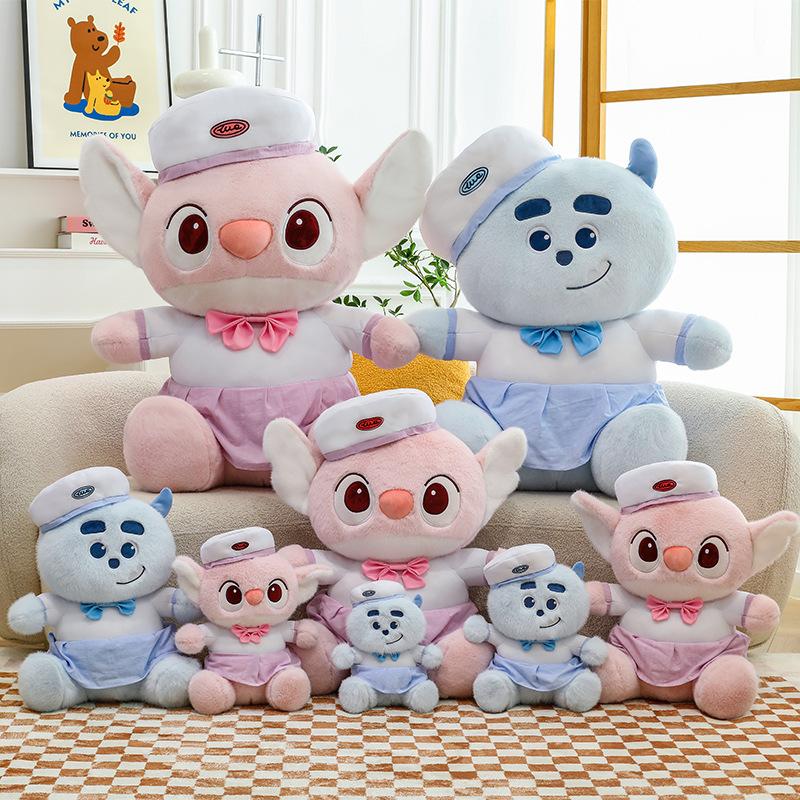 New Doll Beret Blue Haired Monster Cross Dressing Plush Doll Popular Cartoon Doll Cloth Doll Doll