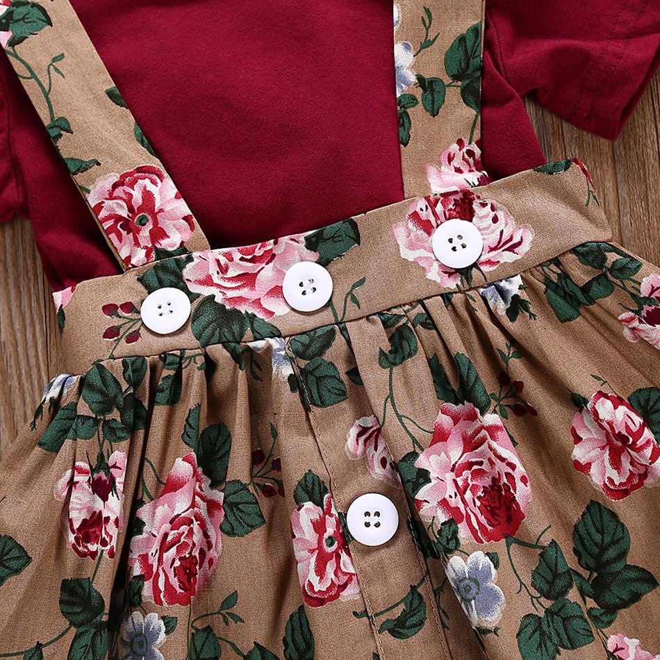 Hot Sale Baby Girl Floral Strappy Dress Two-Piece Set