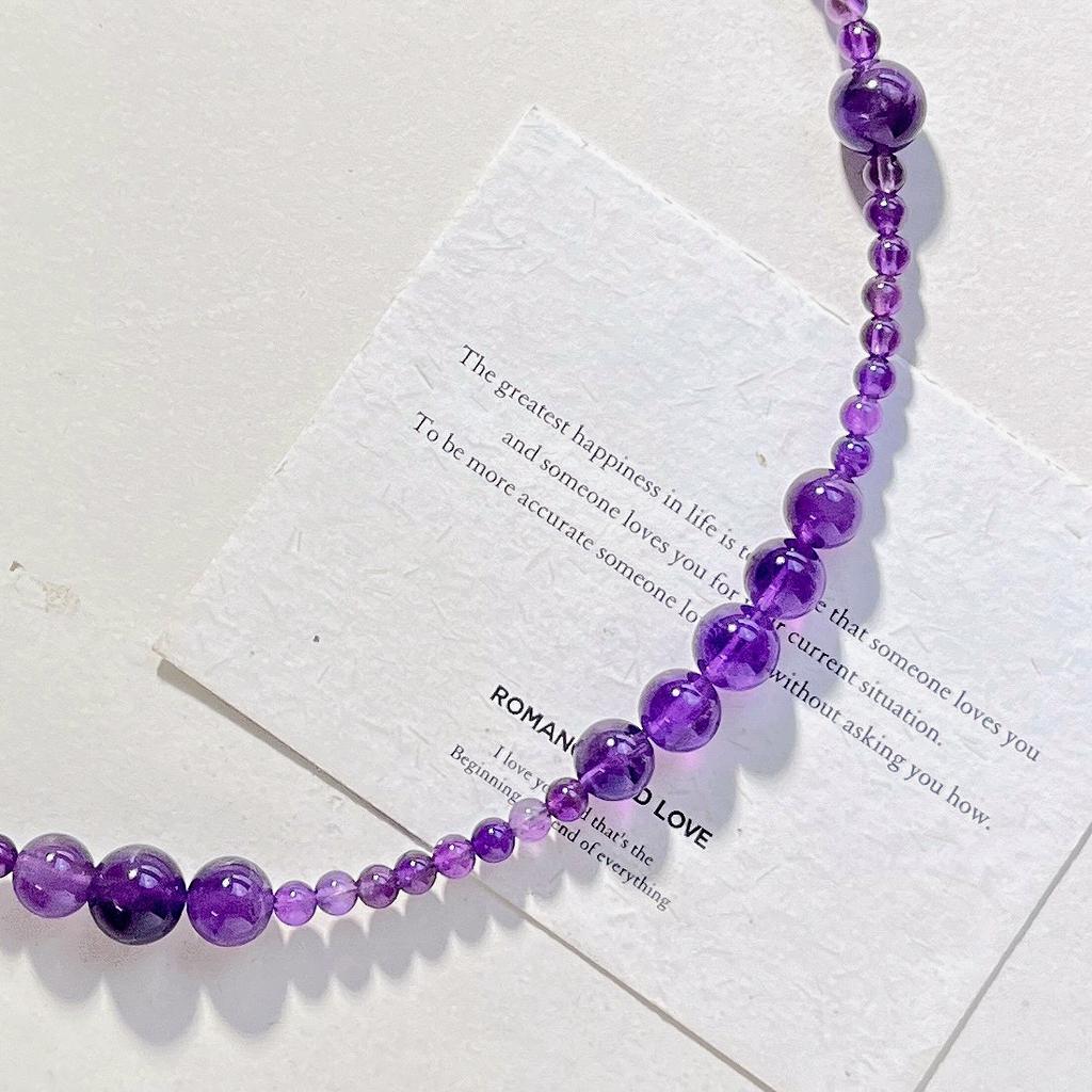 Natürliche Eisdurchlässige Amethyst Gypsy Design Halskette Schlüsselbein Kette Pullover Kette
