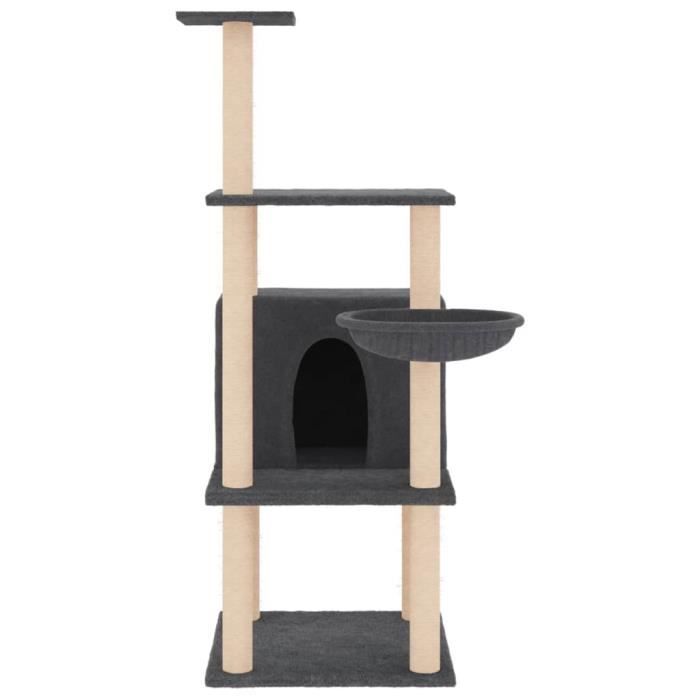 VidaXL Arbre à chat avec griffoirs en sisal gris foncé 132 cm 171728