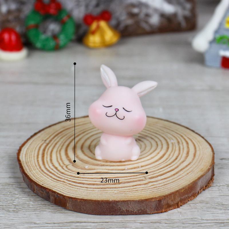 Christmas Resin Decorative ItemsMini Little Rabbits and Cute Cartoon Animals for Decoration and Landscaping