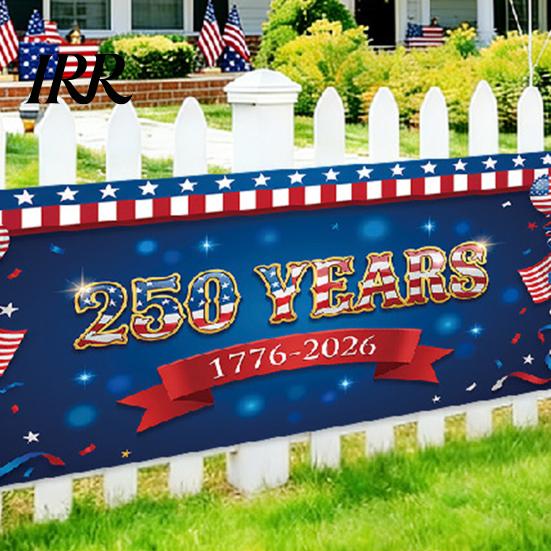 Independence Day Decor 250th Anniversary Banner 6.5x1.5ft 250 Years of Freedom American Patriotic Decoration 1776-2026 Outdoor Party USA Porch
