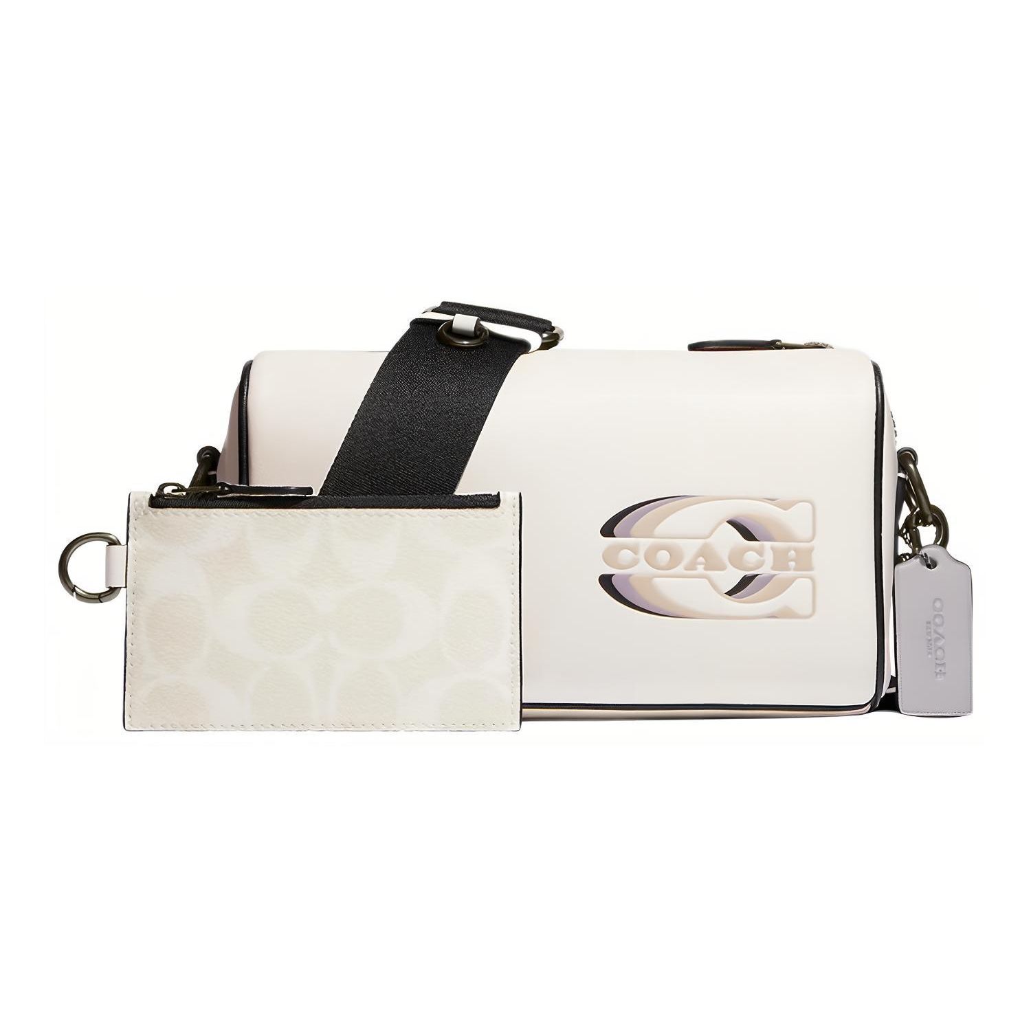 Coach Axel 21 Letter Logo Zipper Shoulder Bag Men Shoulder Bag White CJ818-QBCAH Basic Set (Bag+Dust Bag)