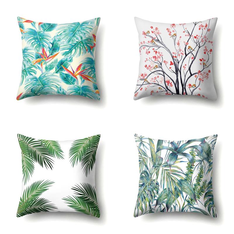 Polyester Pillowcase Plant Fresh Car Decoration Home Printed Pillowcase Sofa Cushion Cover