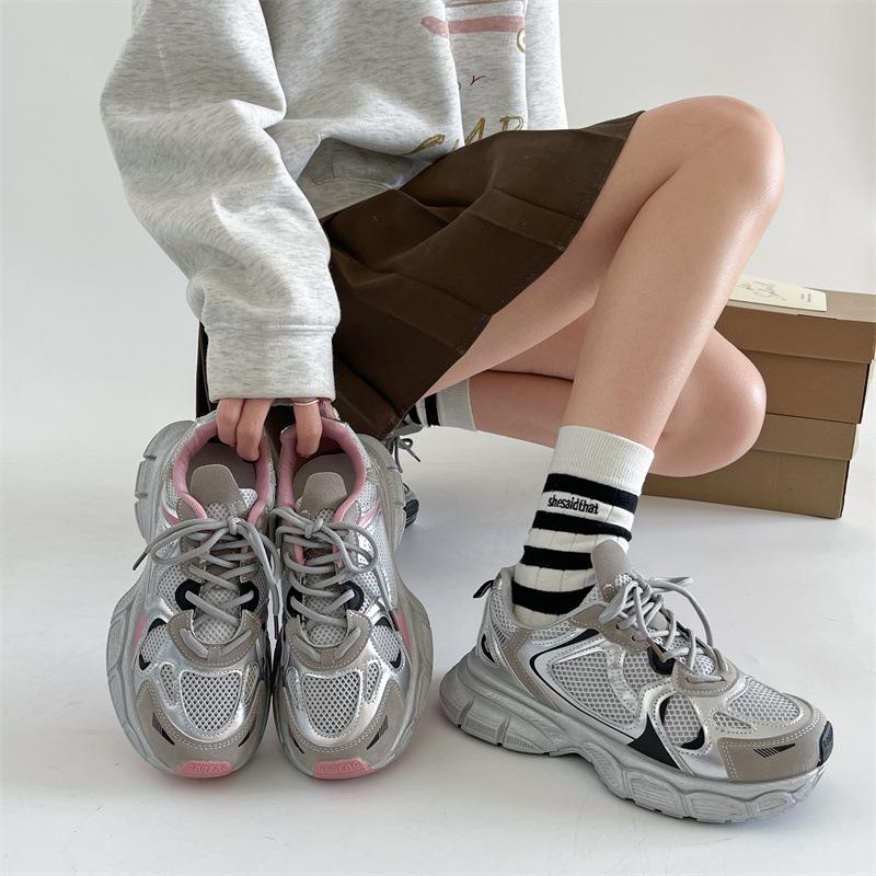 Retro Paris show feet small platform dad shoes spring and autumn lightweight height increase versatile sports shoes